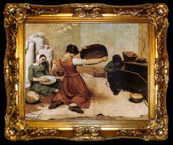 framed  Gustave Courbet The Winnowers, ta009-2
